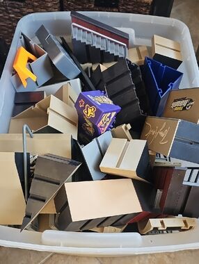 Assorted Plastic Display Riser and Shelf Inserts - Beige, Black, Blue, Purple